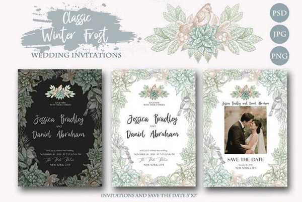 Classic Winter Wedding Invitations Card
