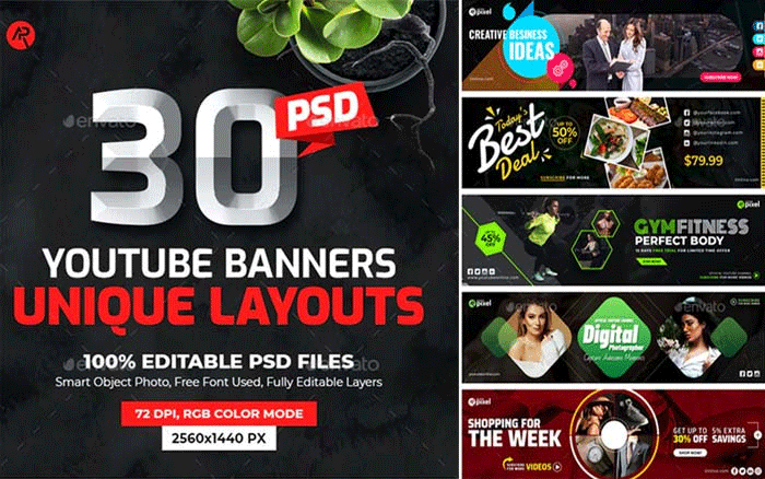 30 Youtube Channel Art PSD Banners