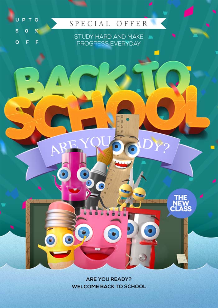 Cartoon Fashion Cute (Back To School) Poster