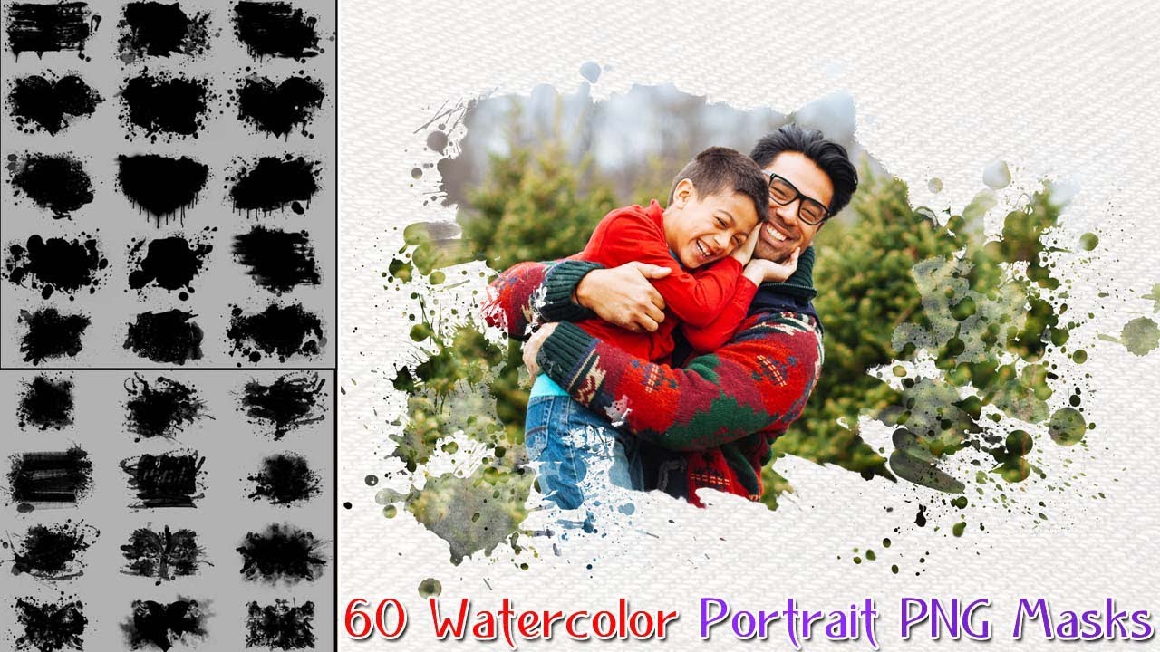 60 Watercolor Portrait Masks For Photoshop