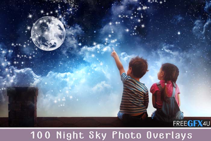 100 Night Sky Overlays Photoshop