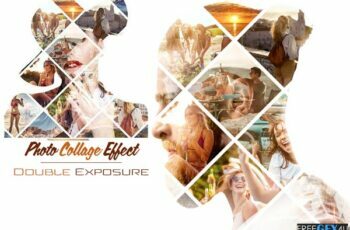 Photo Collage Double Exposure Effect PSD Mockup