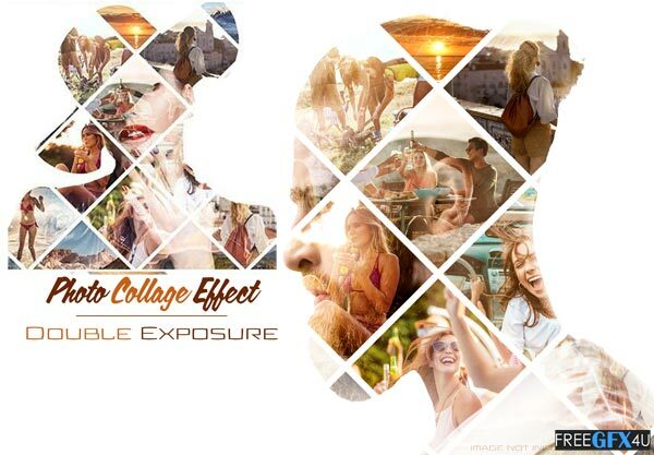 Photo Collage Double Exposure Effect PSD Mockup