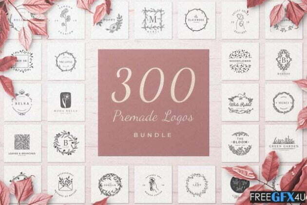 300 Premade Logos Bundle