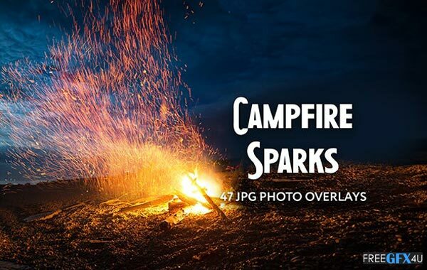 Creativemarket – 47 Campfire Spark Photo Overlays