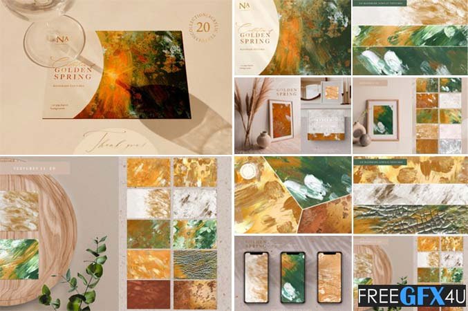 Creativemarket – 20 Golden Spring Acrylic