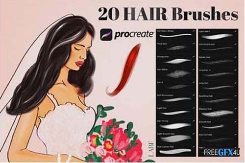 20 Hair Brushes Procreate