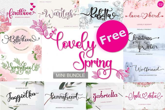 Lovely Spring 21 fonts in 1