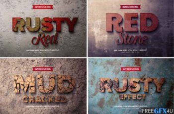 Wooden Rusted Cracked Font Effect PSD Templates