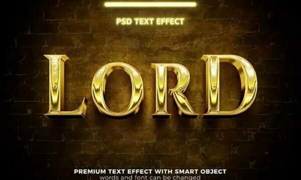 Golden Lord 3D PSD Editable Text Effect