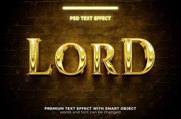 Golden Lord 3D PSD Editable Text
