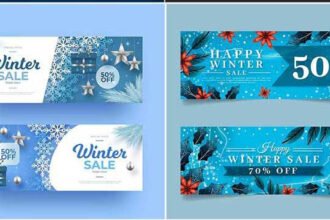 12 Winter Sale Banners Vector Collection