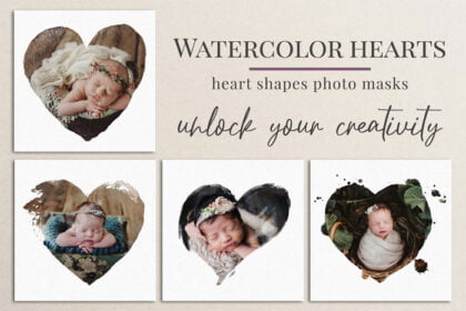 Watercolor Hearts Photo Masks