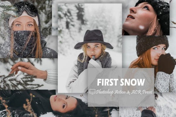 12 First Snow Photoshop Actions and ACR