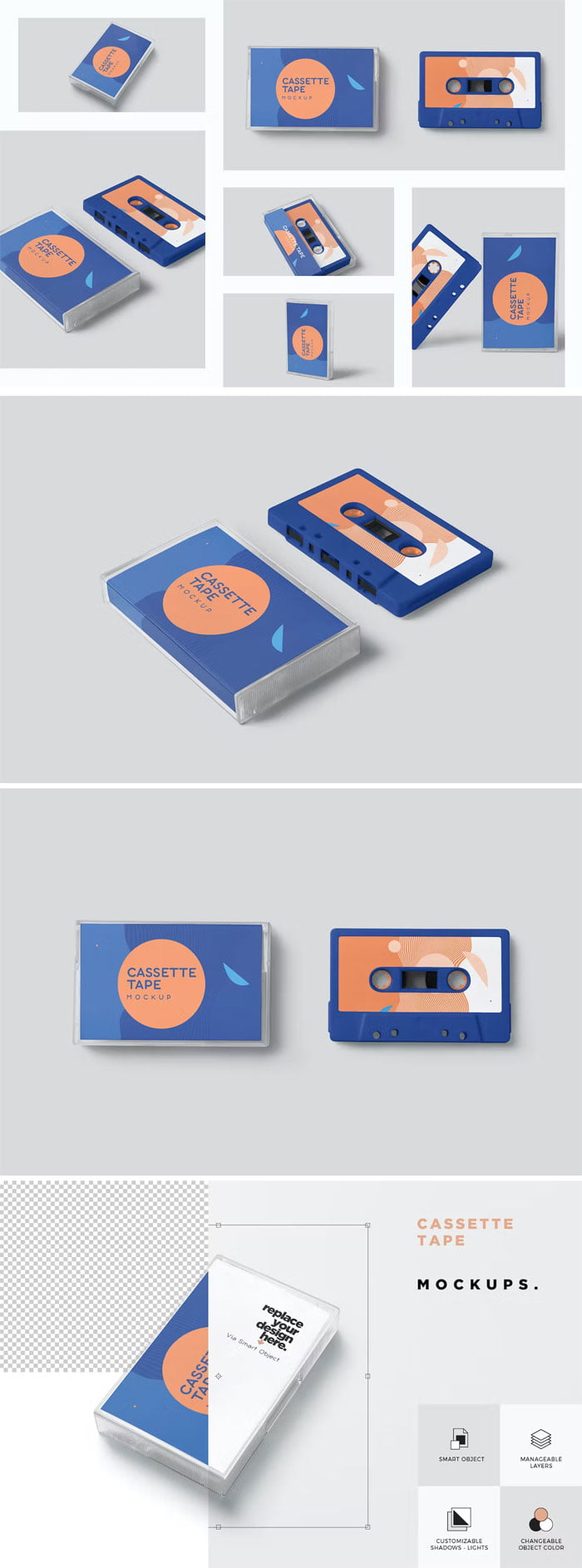 Cassette Tape With Cover Mockups
