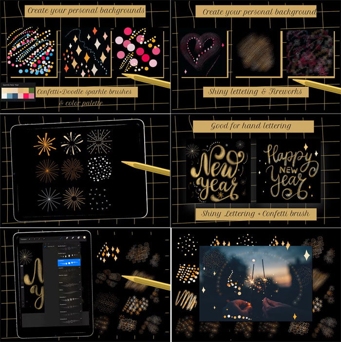 New Year's Sparkle Fireworks Brush