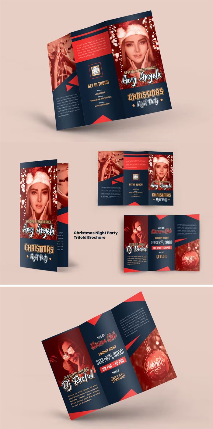 Christmas Night Party Trifold Brochure