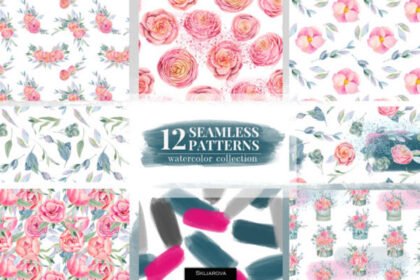 Floral Boxes Seamless Patterns Set