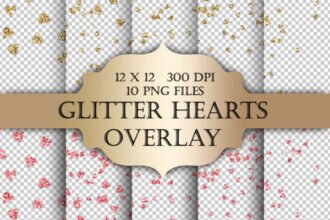 Glitter Hearts Digital Clip Art Overlay