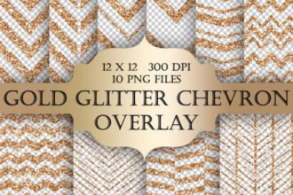 Gold Glitter Chevron Clip Art Overlays