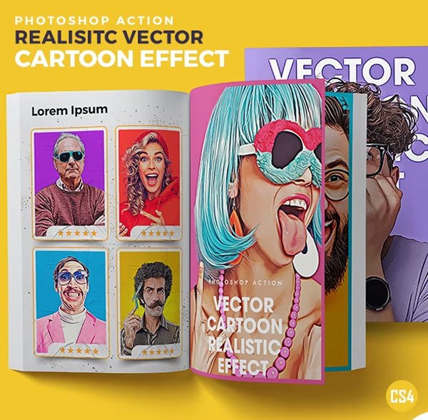 Realistic Vector Cartoon Photoshop Action
