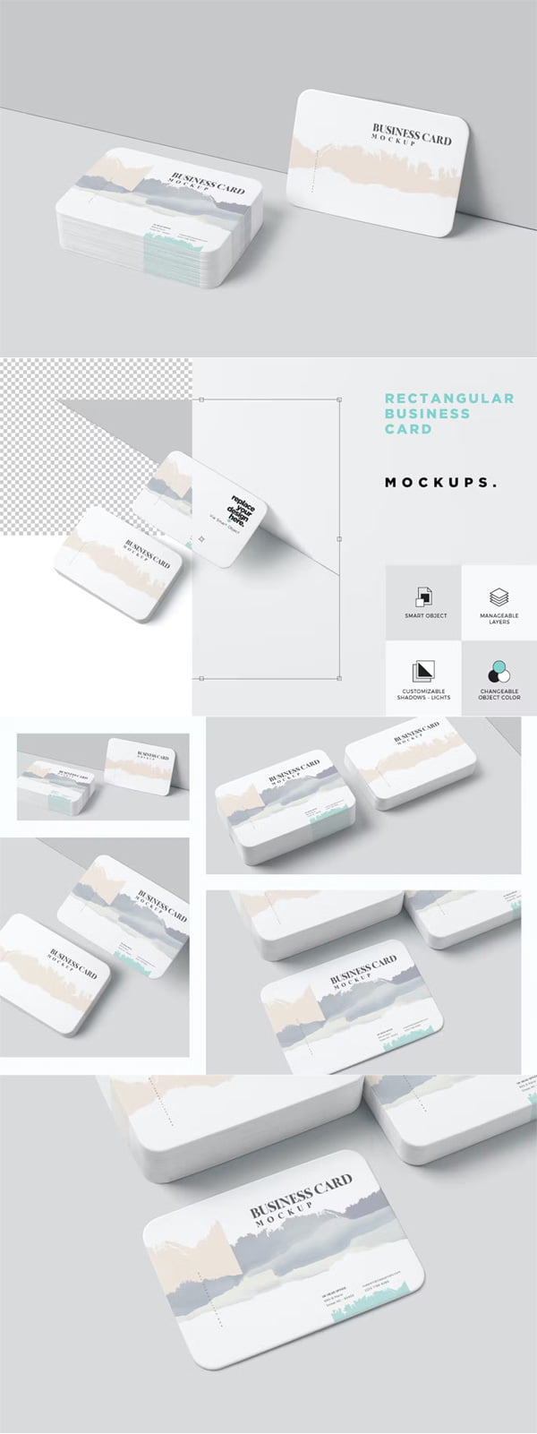 Business Card Mockups With Rounded Corners