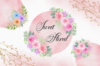 Sweet Floral Watercolor Circle Clipart