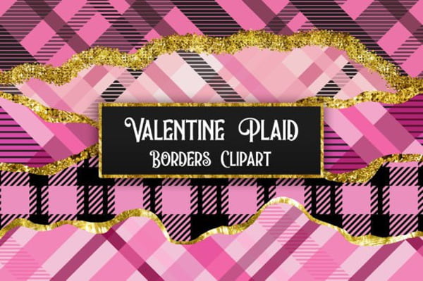 Valentine Plaid Borders Clipart