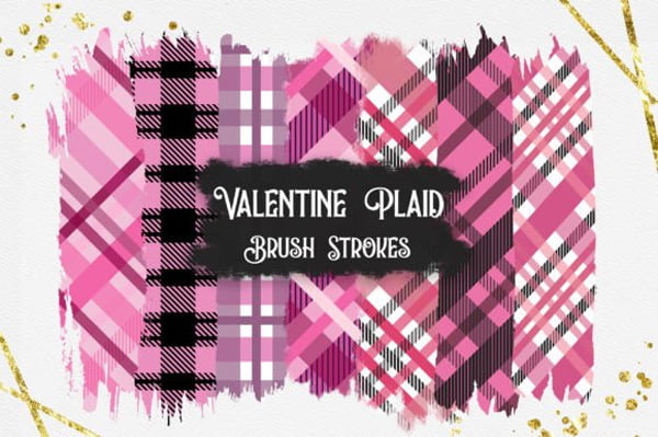 Valentine Plaid Brush Strokes Clipart