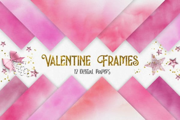 Valentine Watercolor Frames Background
