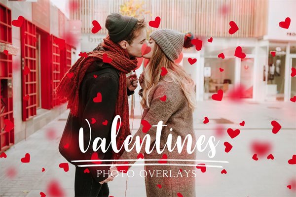 53 Valentines Heart Bokeh Overlays