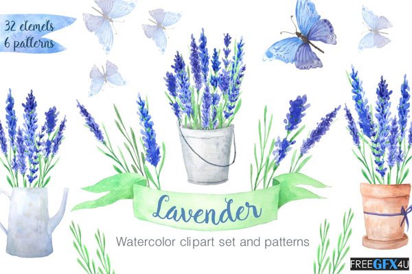 Watercolor Lavender Flowers