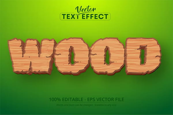 Wood Editable Text Effect Cartoon Font Style