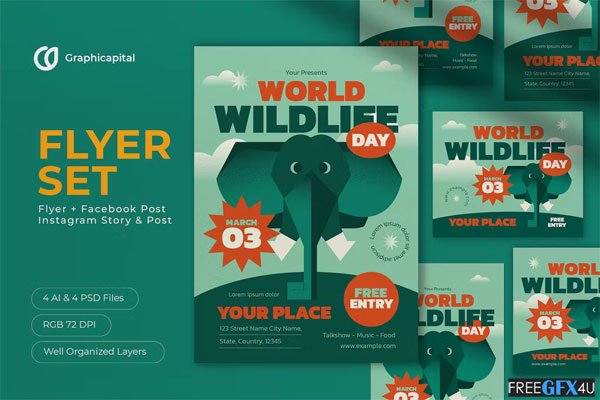 World Wildlife Day Flyer Set
