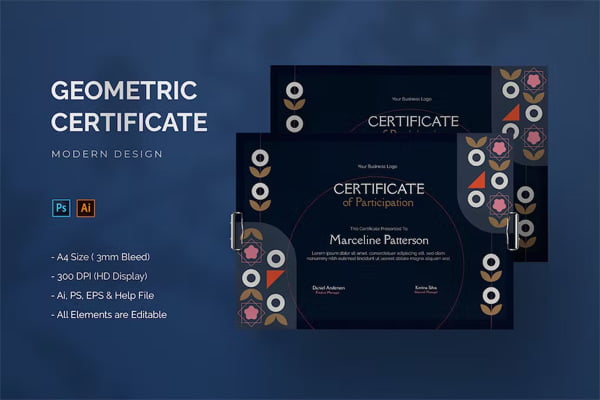 Geometric Pattern Certificate Template