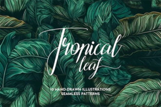 Hand Drawn Seamless Pattern of Tropical Leaves