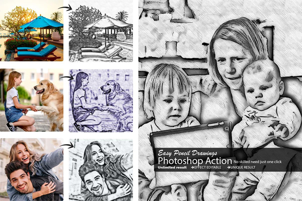 Easy Pencil Drawing Photoshop Action