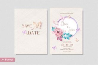 Paper Style Cute Wedding Invitation Template