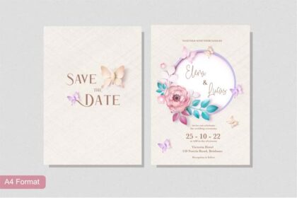 Paper Style Cute Wedding Invitation Template