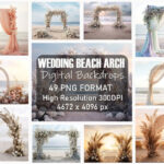 Elegant Wedding Arch on Beach Backdrops Bundle