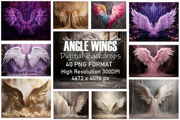 Fairytale Angel Wings Backdrops Bundle