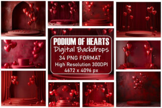 Valentine Podium of Hearts Backdrops Bundle