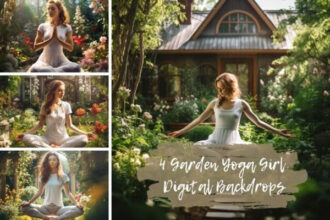 Garden Yoga Girl Digital Backdrop Images