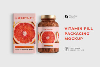 Glossy Vitamin Pill Packaging Mockup