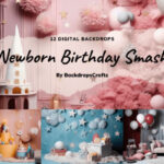 Newborn Birthday Smash Digital Backdrops