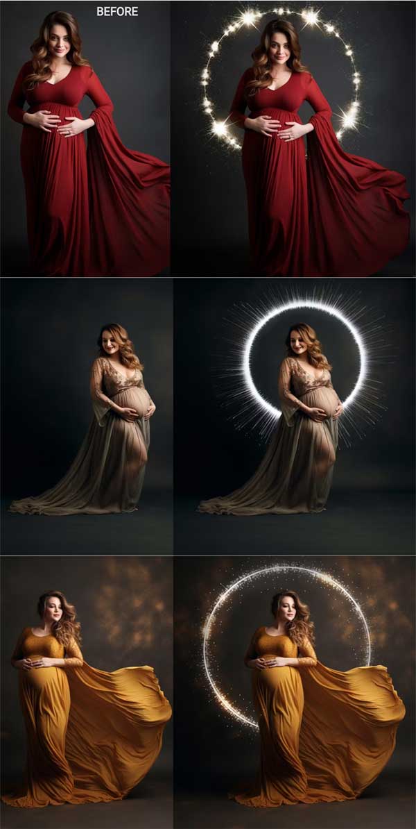 32 Maternity Silver Light Ring Overlays PNG and JPG