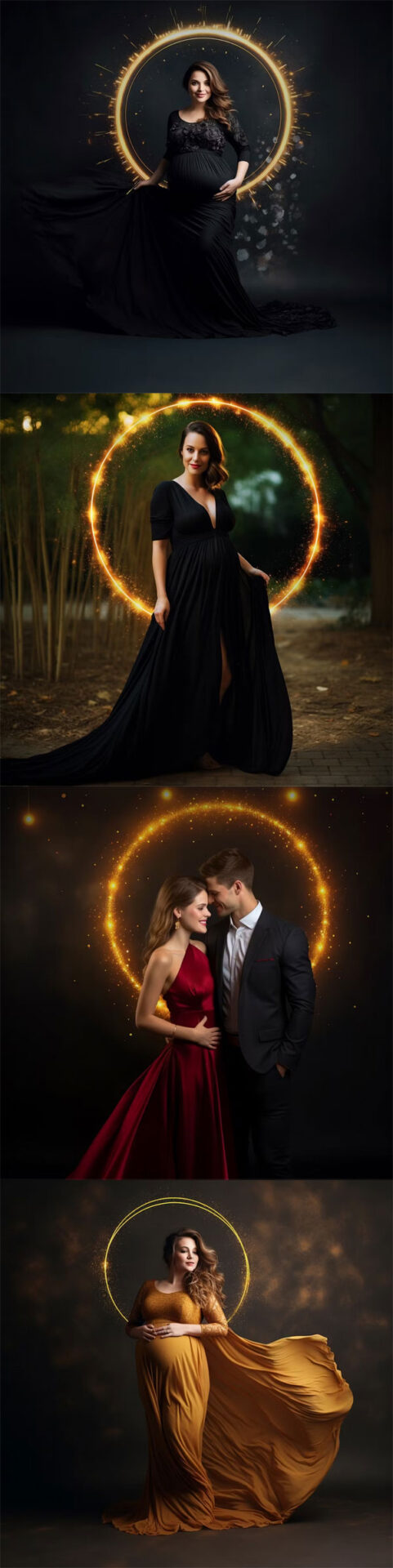 Sparkly Halo Gold Ring Maternity Photo Overlays