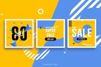 3 Yellow Minimal Sale Promotion Social Media Templates