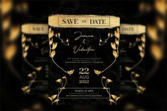Black And Gold Wedding Invitation Flyer Template