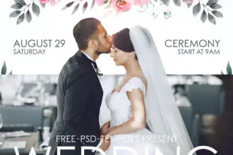 Border Grid Style Wedding Flyer PSD Templates